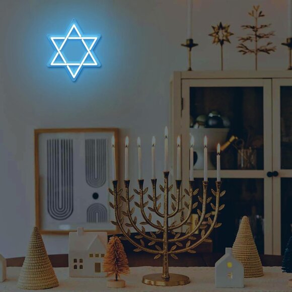 Star of David Neon Sign Hanukkah LED Wall Decor Jewish Light for Home Gift - Picture 2 of 8